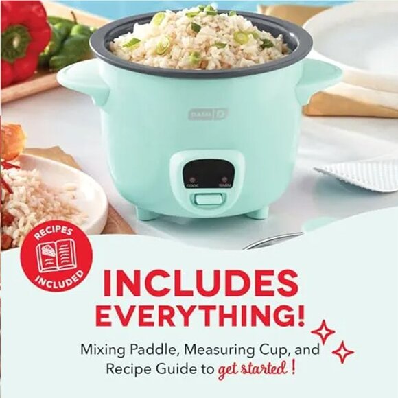 NEW Turquoise Mini Rice Cooker Steamer Removable Nonstick Pot Keep Warm Function - Picture 4 of 6